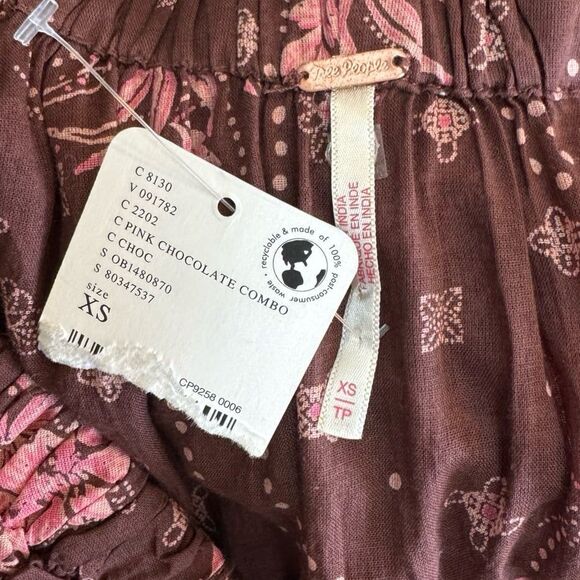 NWT Free People Golden Hour Boho Border Maxi Dress in Pink Chocolate Combo - Picture 7 of 8